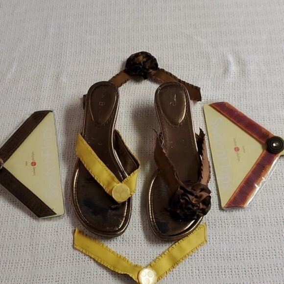 Lindsay Phillips Sz. 9 Interchangeable FlipFlop Wedge Sandals - Picture 1 of 5